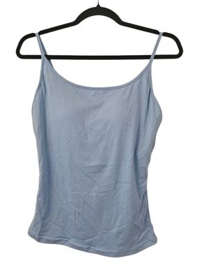 Blue and White Cider Built-In Bra U-Neck Cami Top